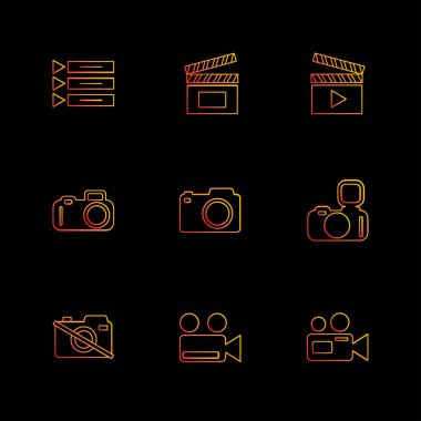 farklı minimalist düz vektör app simgeler siyah arka plan üzerine