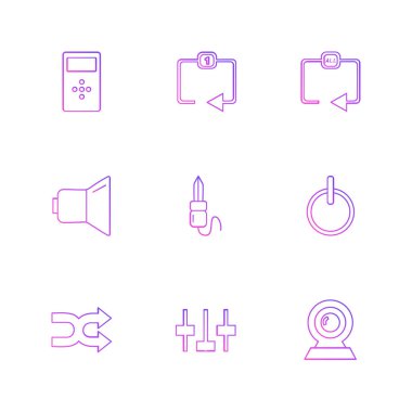 Beyaz arka plan üzerinde farklı minimalist düz vektör app simgeleri