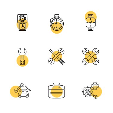 Beyaz arka plan üzerinde farklı minimalist düz vektör app simgeleri