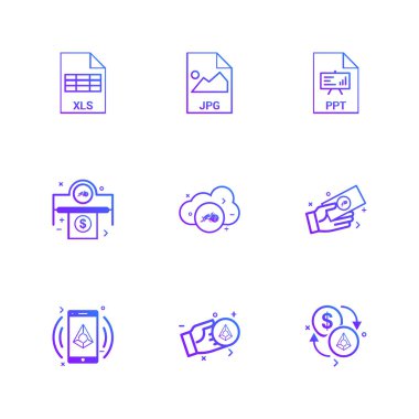 Beyaz arka plan üzerinde farklı minimalist düz vektör app simgeleri