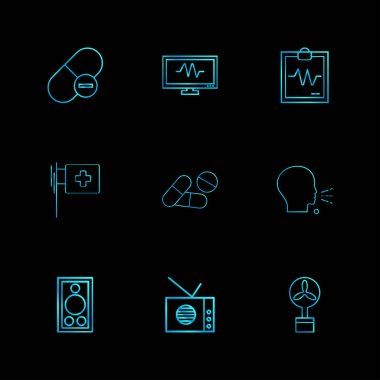 farklı minimalist düz vektör app simgeler siyah arka plan üzerine