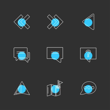 farklı minimalist düz vektör app simgeler siyah arka plan üzerine