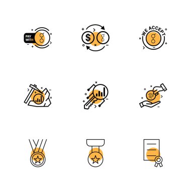 Beyaz arka plan üzerinde farklı minimalist düz vektör app simgeleri