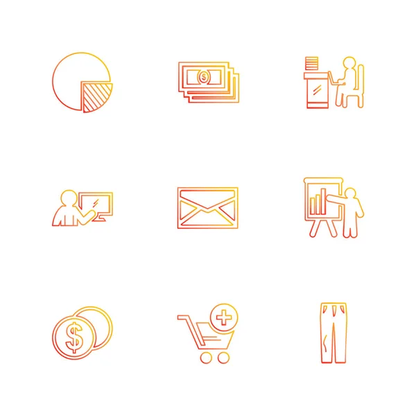 Verschillende Minimalistische Platte Vector App Pictogrammen Witte Achtergrond — Stockvector