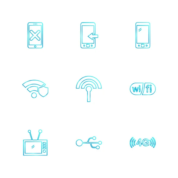 Fondo Blanco Con Conjunto Iconos Aplicaciones Planas Ilustración Vectorial — Vector de stock