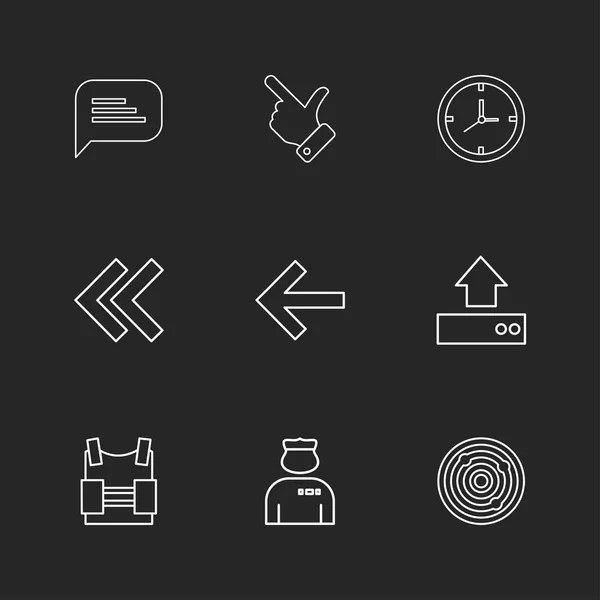 Set Minimalistic Flat Vector App Icons Black Background — Stock Vector