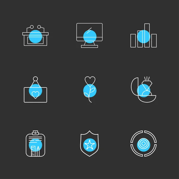 Ensemble Icônes Application Vectorielle Plate Minimaliste Sur Fond Noir — Image vectorielle