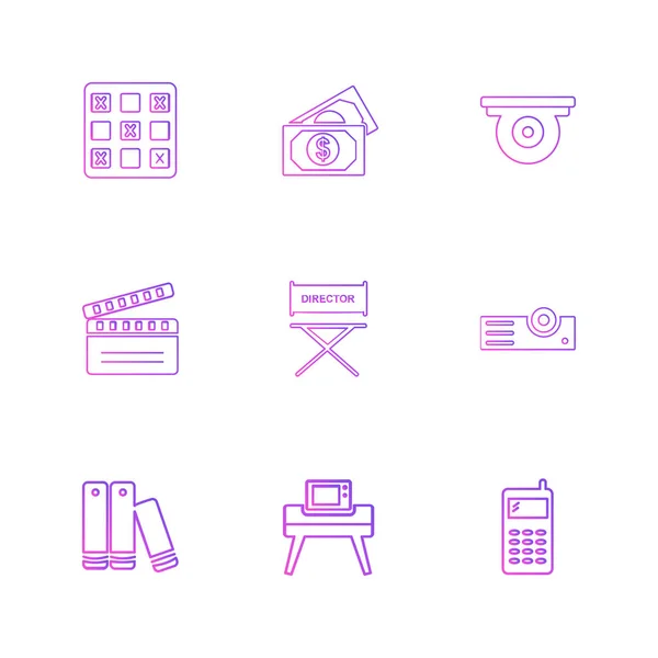 Verschillende Minimalistische Platte Vector App Pictogrammen Witte Achtergrond — Stockvector