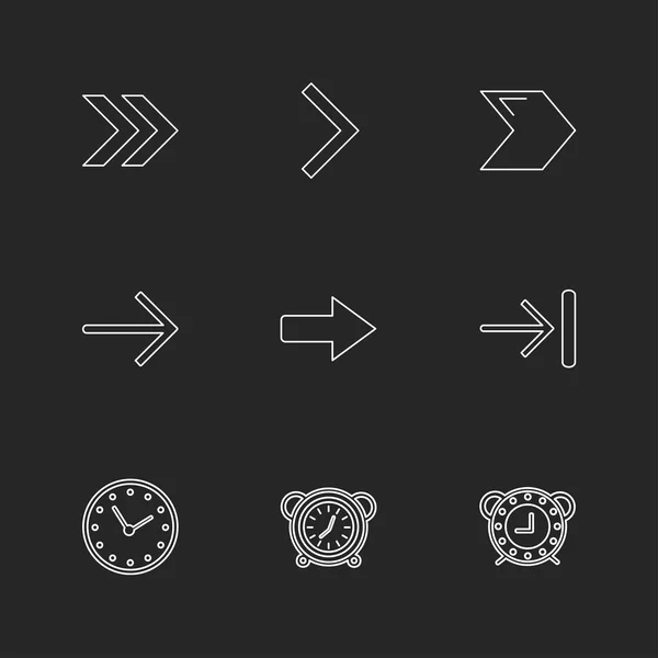 Conjunto Iconos Aplicaciones Vectores Planos Minimalistas Sobre Fondo Negro — Archivo Imágenes Vectoriales