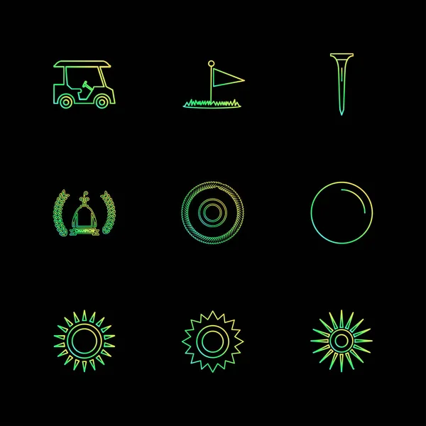 Conjunto Iconos Aplicaciones Vectores Planos Minimalistas Sobre Fondo Negro — Archivo Imágenes Vectoriales