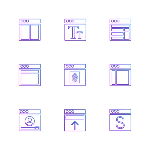 Diferentes Iconos Aplicación Vector Plano Minimalista Sobre Fondo Blanco — Archivo Imágenes Vectoriales