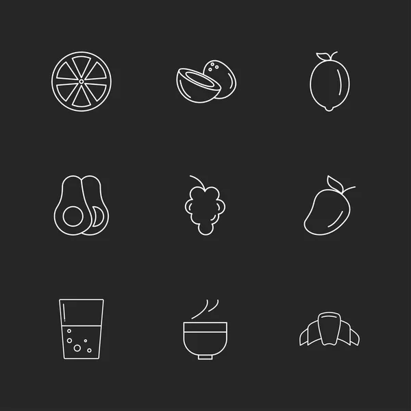 Diferentes Iconos Aplicación Vector Plano Minimalista Sobre Fondo Negro — Vector de stock