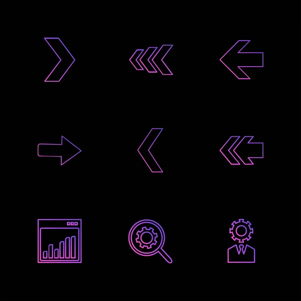 Diferentes Iconos Aplicación Vector Plano Minimalista Sobre Fondo Negro — Vector de stock