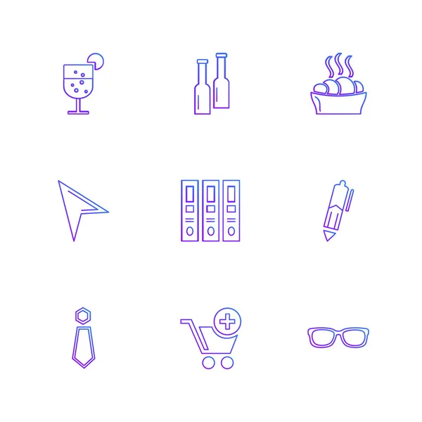 Diferentes Iconos Aplicación Vector Plano Minimalista — Vector de stock