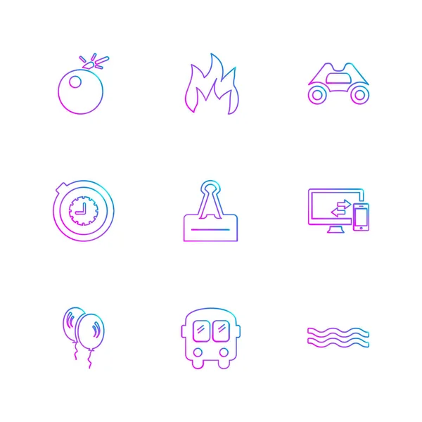 Different Minimalistic Flat Vector App Icons — Stock Vector