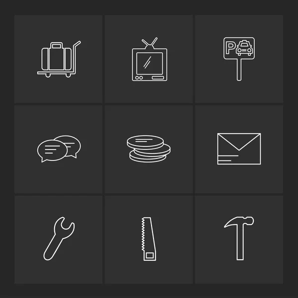 Eri Minimalistinen Tasainen Vektori App Kuvakkeet — vektorikuva