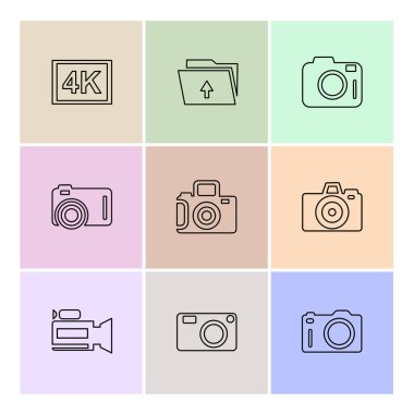 minimalist düz vektör app simgeleri renkli arka plan üzerinde 