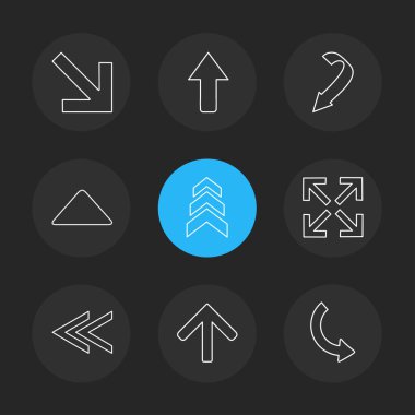 farklı minimalist düz vektör app simgeler siyah arka plan üzerine