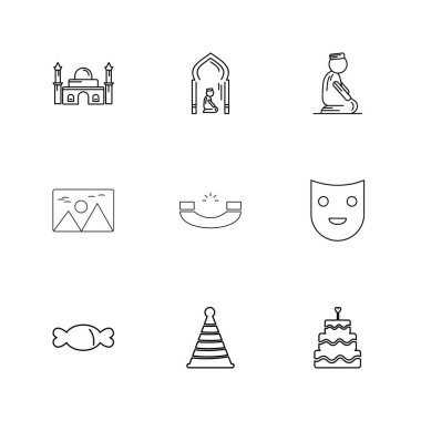 Beyaz arka plan üzerinde farklı minimalist düz vektör app simgeleri