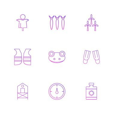 Beyaz arka plan üzerinde farklı minimalist düz vektör app simgeleri