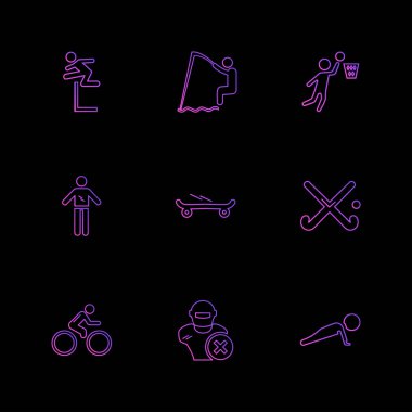 minimalist düz vektör app simgeler siyah arka plan üzerine