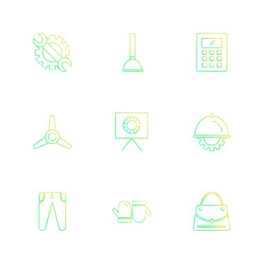 Beyaz arka plan üzerinde farklı minimalist düz vektör app simgeleri