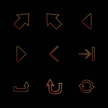 farklı minimalist düz vektör app simgeler siyah arka plan üzerine