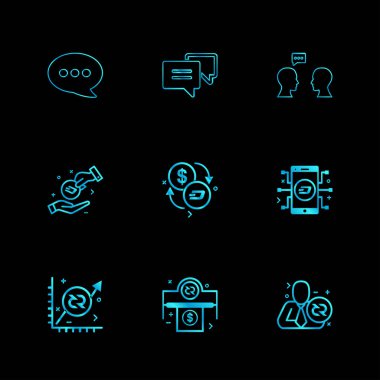 farklı minimalist düz vektör app simgeler siyah arka plan üzerine