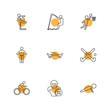 Beyaz arka plan üzerinde farklı minimalist düz vektör app simgeleri