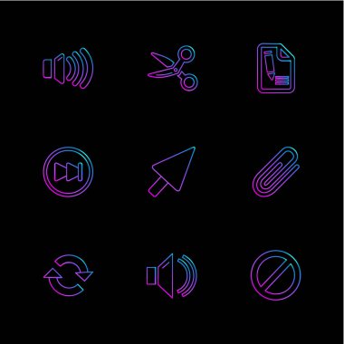 farklı minimalist düz vektör app simgeler siyah arka plan üzerine