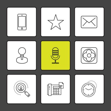 farklı minimalist düz vektör app simgeler siyah arka plan üzerine