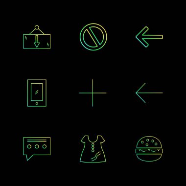 farklı minimalist düz vektör app simgeler siyah arka plan üzerine