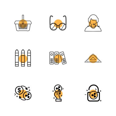 Beyaz arka plan üzerinde farklı minimalist düz vektör app simgeleri