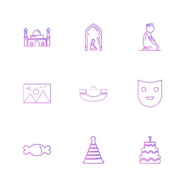 Beyaz arka plan üzerinde farklı minimalist düz vektör app simgeleri