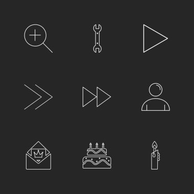 farklı minimalist düz vektör app simgeler siyah arka plan üzerine