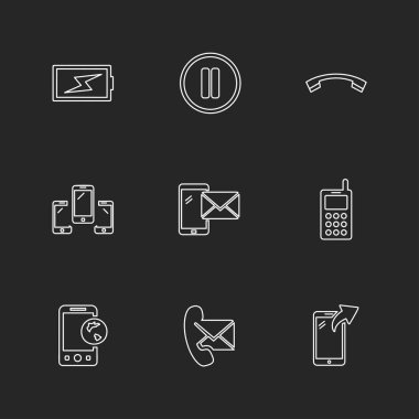 minimalist düz vektör app simgeler siyah arka plan üzerine