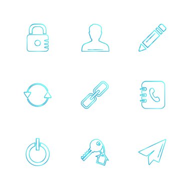 Beyaz arka plan üzerinde farklı minimalist düz vektör app simgeleri