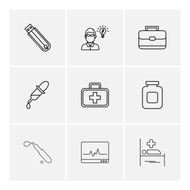 Beyaz arka plan üzerinde farklı minimalist düz vektör app simgeleri