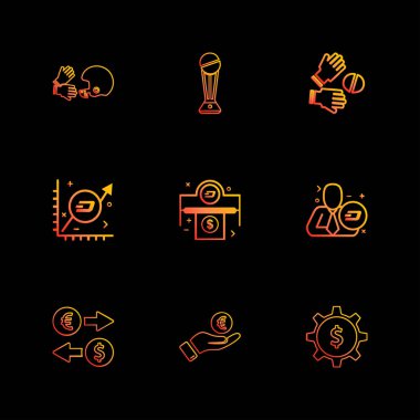 farklı minimalist düz vektör app simgeler siyah arka plan üzerine