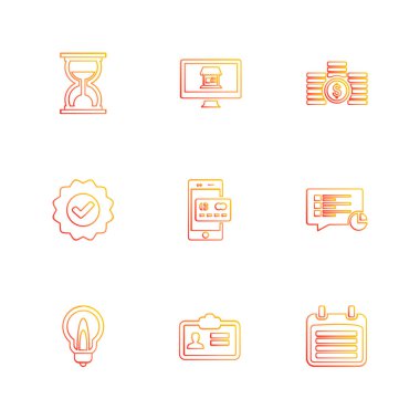 Beyaz arka plan üzerinde farklı minimalist düz vektör app simgeleri