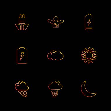 farklı minimalist düz vektör app simgeler siyah arka plan üzerine