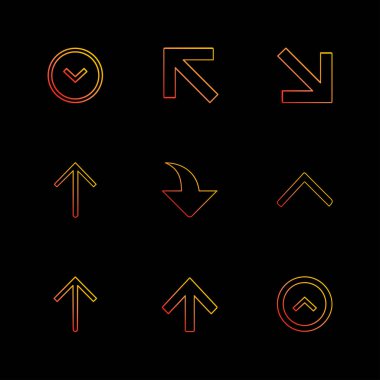 farklı minimalist düz vektör app simgeler siyah arka plan üzerine