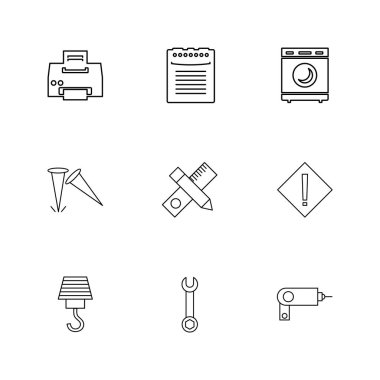 Beyaz arka plan üzerinde izole minimalist düz vektör app simgeleri