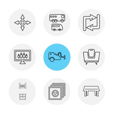 Beyaz arka plan üzerinde farklı minimalist düz vektör app simgeleri