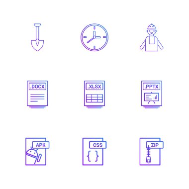 Beyaz arka plan üzerinde farklı minimalist düz vektör app simgeleri