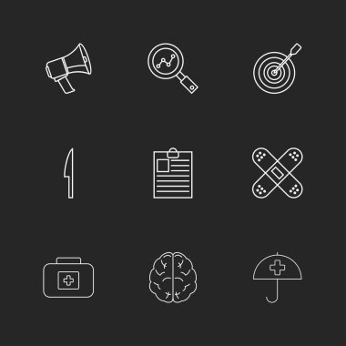 farklı minimalist düz vektör app simgeler siyah arka plan üzerine