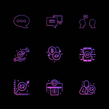 minimalist düz vektör app simgeler siyah arka plan üzerine