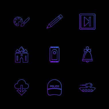 farklı minimalist düz vektör app simgeler siyah arka plan üzerine