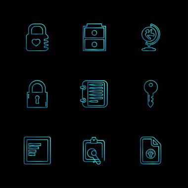 minimalist düz vektör app simgeler siyah arka plan üzerine