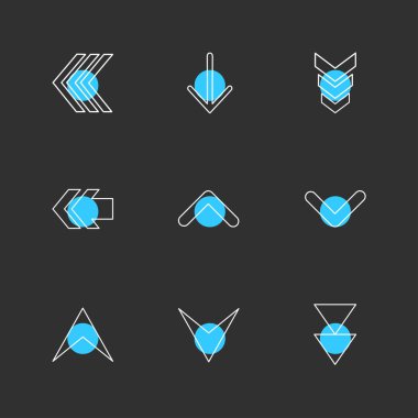 farklı minimalist düz vektör app simgeler siyah arka plan üzerine